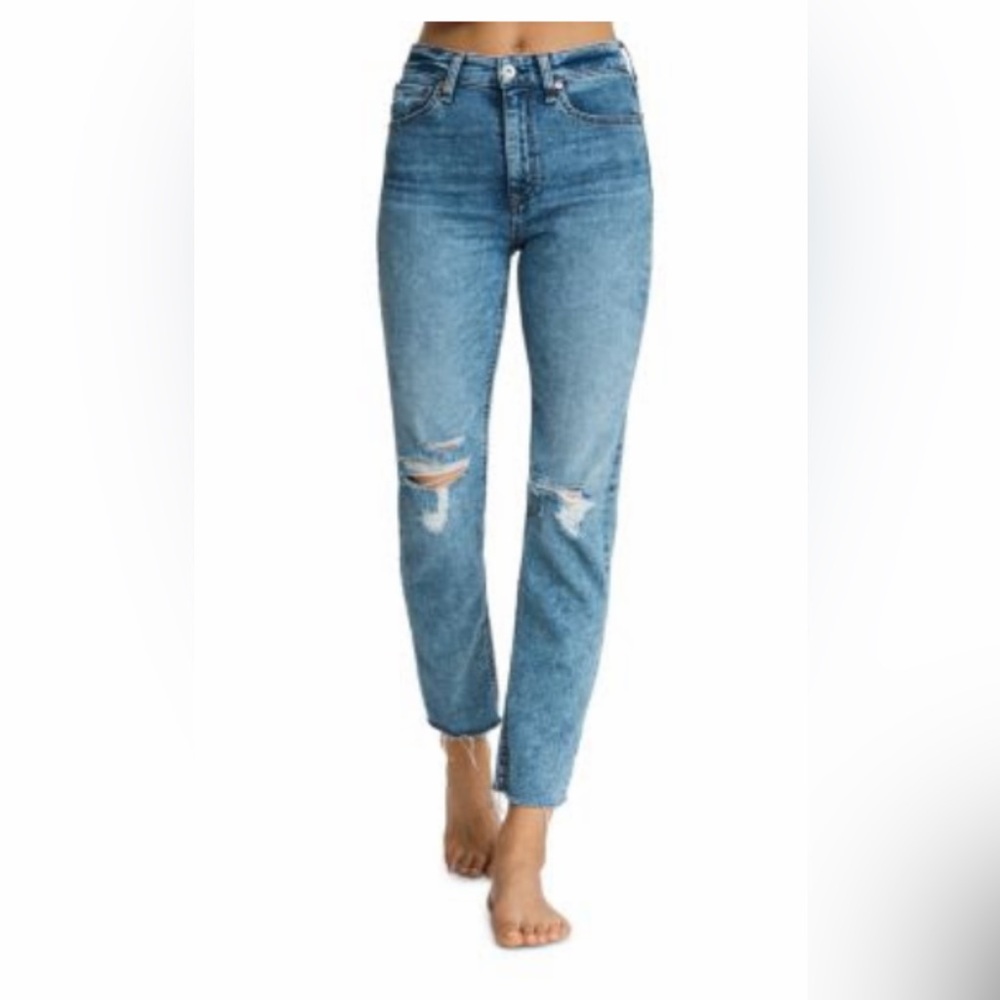 Rag & Bone Women's Blue Nina Ripped Ankle Jeans